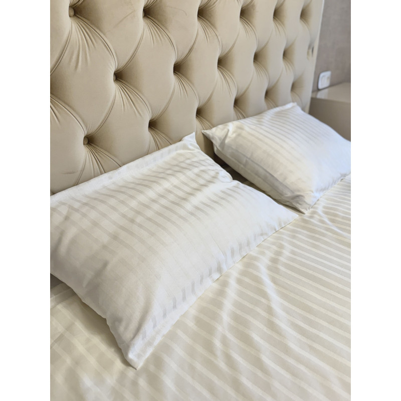 Постільний набір двоспальний SATIN WHITE STRIPE-PN (200x220+3*50x70)