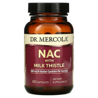 N-ацетилцистеїн з розторопшою, NAC with Milk Thistle, Dr. Mercola, 500 мг, 60 капсул