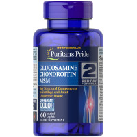 Глюкозамін хондроїтин і МСМ, Glucosamine, Chondroitin & MSM-2 Per Day Formula, Puritan's Pride, 60 каплет