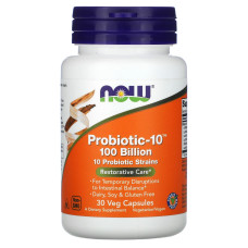 Пробиотики-10, Probiotic-10, Now Foods, 100 млрд, 30 растительных капсул