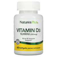 Вітамін D3, Vitamin D3, Nature's Plus, 10 000 МО (250 мкг), 60 капсул