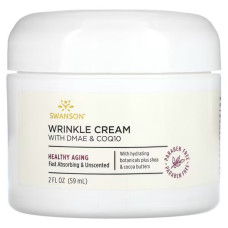 Крем для лица, Wrinkle Cream With DMAE & CoQ10, Swanson, от морщин, с ДМАЭ и коэнзимом Q10, 59 мл