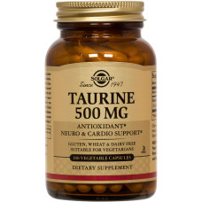 Таурин, Taurine, Solgar, 500 мг, 100 капсул
