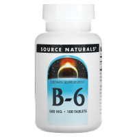 Вітамін В6 (піридоксин), Vitamin B-6, Source Naturals, 500 мг, 100 табл.