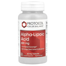 Альфа-ліпоєва кислота, Alpha-Lipoic Acid, Protocol for Life Balance, 600 мг, 60 вегетаріанських капсул
