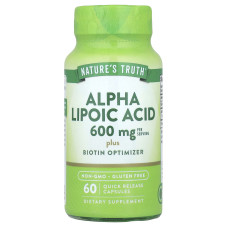 Альфа-ліпоєва кислота, Alpha Lipoic Acid, Vitamins, Nature's Truth, 60 капсул швидкого вивільнення