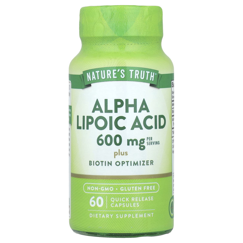 Альфа-ліпоєва кислота, Alpha Lipoic Acid, Vitamins, Nature's Truth, 60 капсул швидкого вивільнення