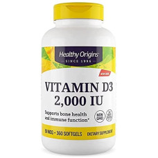 Витамин D3, Vitamin D3, Healthy Origins, 2000 МЕ, 360 гелевых капсул