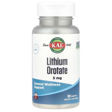 Літій, Lithium Orotate, KAL, 5 мг, 120 вегетаріанських капсул