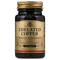 Мідь (Chelated Copper), Solgar, хелатна форма, 100 таблеток