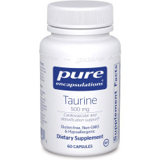 Таурин, Taurine, Pure Encapsulations, для здоровья печени, глаз, антиоксидантов, сердца, мозга и мышц, 500 мг, 60 капсул