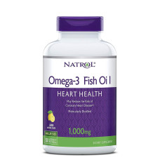 Рыбий жир в капсулах, Omega-3 Fish Oil, Natrol, лимонный вкус, 1000 мг, 150 капсул