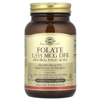 Фолат, Folate, Solgar, фолієва кислота, 1333 мкг DFE, 250 вегетаріанських капсул