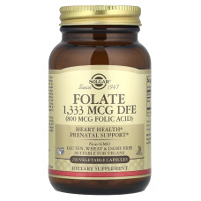 Фолат, Folate, Solgar, фолієва кислота, 1333 мкг DFE, 250 вегетаріанських капсул