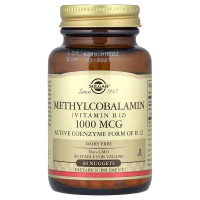 Витамин В12 (метилкобаламин), Vitamin B12, Solgar, сублингвальный, 1000 мкг, 60 таблеток
