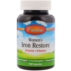 Залізо для жінок, Women's Iron Restore, Carlson, 180 капсул