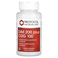 Дііндолілметан плюс D-глюкарат кальцію, DIM 200 Plus CDG 100, Protocol for Life Balance, 90 рослинних капсул