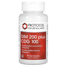 Дііндолілметан плюс D-глюкарат кальцію, DIM 200 Plus CDG 100, Protocol for Life Balance, 90 рослинних капсул