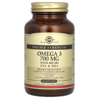 Омега-3, риб'ячий жир, Omega-3, EPA & DHA, Solgar, подвійна сила, 700 мг, 60 гелевих капсул