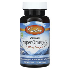Омега-3 супер, Super Omega-3, Carlson, 1200 мг, 50 гелевих капсул