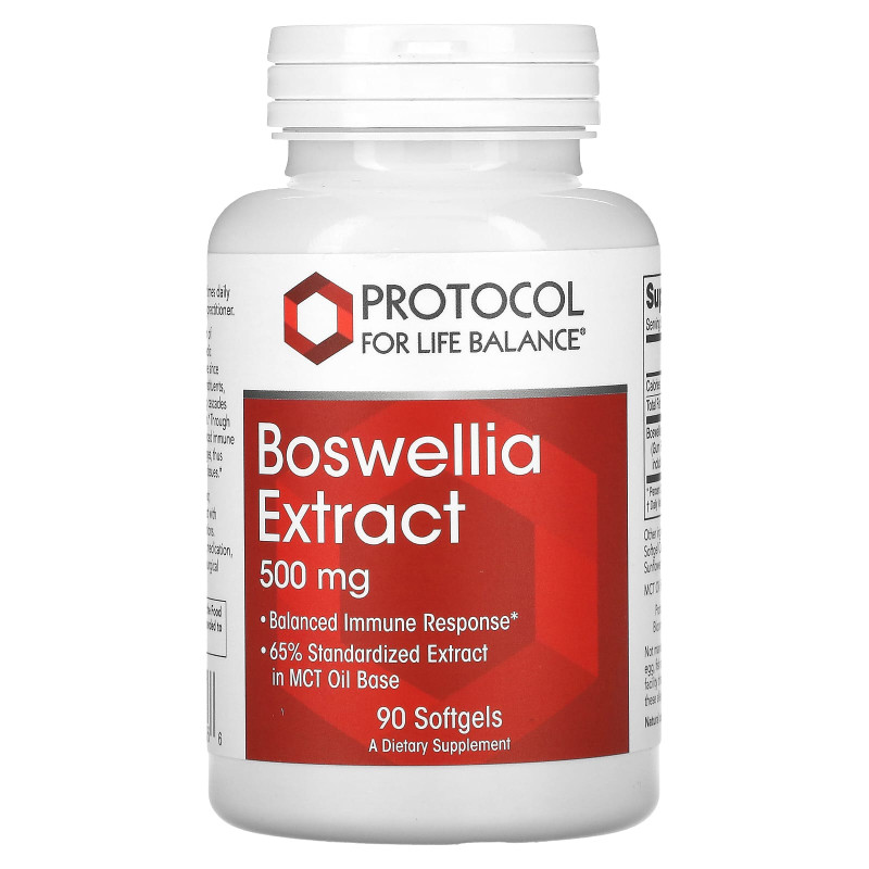 Босвелия, Boswellia Extract, Protocol for Life Balance, экстракт, 500 мг, 90 гелевых капсул