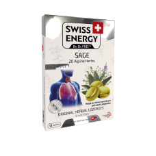 Леденцы от простуды, Herbal Lozenges Blister 20 herbs + Sage, Swiss Energy, от кашля, боли в горле и заложенности носа, 20 альпийский трав и шалфей, 12 травяных леденцов
