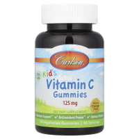 Витамин С для детей, Kid's Vitamin C Gummies, Carlson, натуральный апельсин, 125 мг, 60 вегетарианских жевательных конфет
