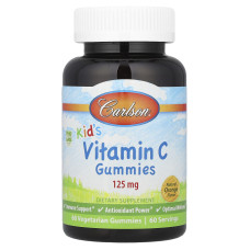 Вітамін С для дітей, Kid's Vitamin C Gummies, Carlson, натуральний апельсин, 125 мг, 60 вегетаріанських жувальних цукерок