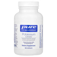 Калий (цитрат), Potassium (citrate), Pure Encapsulations, для поддержки функций нервов и мышц, надпочечников, гормонов, здоровья сердца и энергии, 200 мг, 180 капсул
