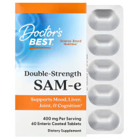 Аденозилметіонін, SAM-e (S-Adenosyl-L-Methionine), Doctor's Best, 400 мг, 60 вегетаріанських таблеток у кишковорозчинній оболонці