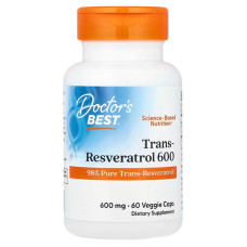 Ресвератрол, Trans-Resveratrol, Doctor's Best, 600 мг, 60 вегетаріанських капсул