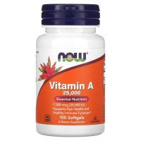Витамин А, Vitamin A, Now Foods, 7500 мкг (25000 МЕ), 100 гелевых капсул