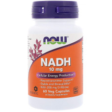 Никотинамидадениндинуклеотид, NADH, Now Foods, 10 мг, 60 вегетарианских капсул
