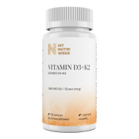 Витамин D3+K2, Vitamin D3+K2, My Nutri Week, 5000 МЕ / 50 мкг, 120 капсул