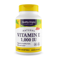 Витамин Е, Vitamin E, Healthy Origins, натуральный, смесь токоферолов, 1000 МЕ, 60 гелевых капсул