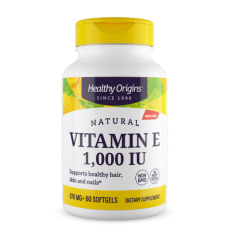 Витамин Е, Vitamin E, Healthy Origins, натуральный, смесь токоферолов, 1000 МЕ, 60 гелевых капсул