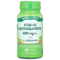 Ашваганда плюс L-Теанин, KSM-66, Ashwagandha Plus L-Theanine, Nature's Truth, 600 мг, 60 каплет (300 мг на каплету)