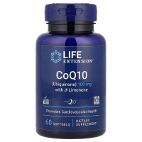 Коэнзим CoQ10 (убихинон) с d-лимоненом, CoQ10 Ubiquinone with d-Limonene, Life Extension, 100 мг, 60 гелевых капсул