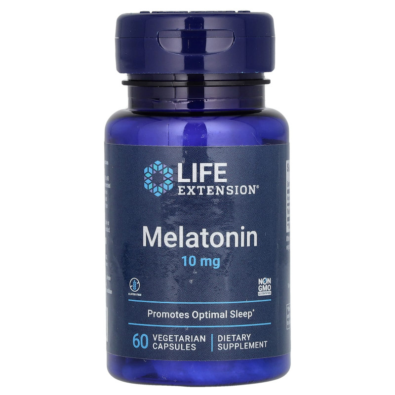 Мелатонин, Melatonin, Life Extension, 10 мг, 60 капсул