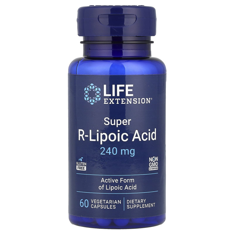 R ліпоєва кислота, Super R-Lipoic Acid, Life Extension, 60 вегетаріанських капсул