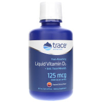 Витамин D3, Liquid Vitamin D3, Trace Minerals Research, 125 мкг (5000 МЕ), жидкий, тропическая вишня, 473 мл