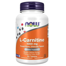 L-карнитин, L-Carnitine, Now Foods, 1000 мг, 50 таблеток