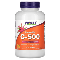 Витамин С жевательный, Chewable C-500, Now Foods, вкус апельсина, 100 жевательных таблеток