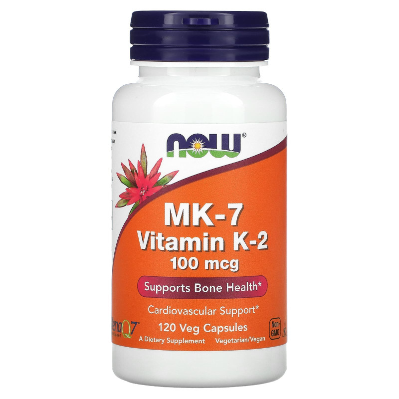 Витамин К-2, MK-7 Vitamin K-2, Now Foods, 100 мкг, 120 капсул