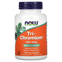 Хром, Tri-Chromium, Now Foods, 500 мкг, 180 вегетаріанських капсул
