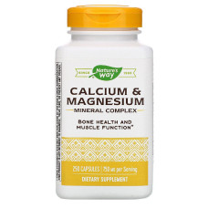 Кальцій та магній, Calcium & Magnesium, Nature's Way, мінеральний комплекс, 750 мг, 250 капсул (250 мг у капсулі)