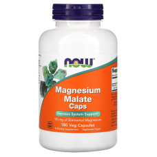 Магния малат, Magnesium Malate Caps, NOW Foods, 180 вегетарианских капсул