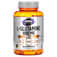 L-глютамін, L-Glutamine, Now Foods, Sports, подвійна сила, 1000 мг, 120 вегетаріанських капсул