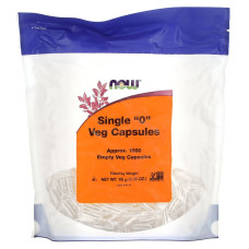 Пустые капсулы "0", Single "0" Veg Capsules, Now Foods, 1000 пустых вегетарианских капсул