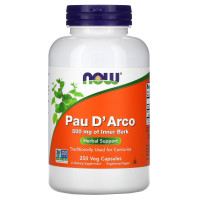 По д'арко, Pau D 'Arco, NOW Foods, 500 мг, 250 вегетаріанських капсул
